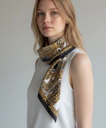 Galise silk scarf with black spotted pattern