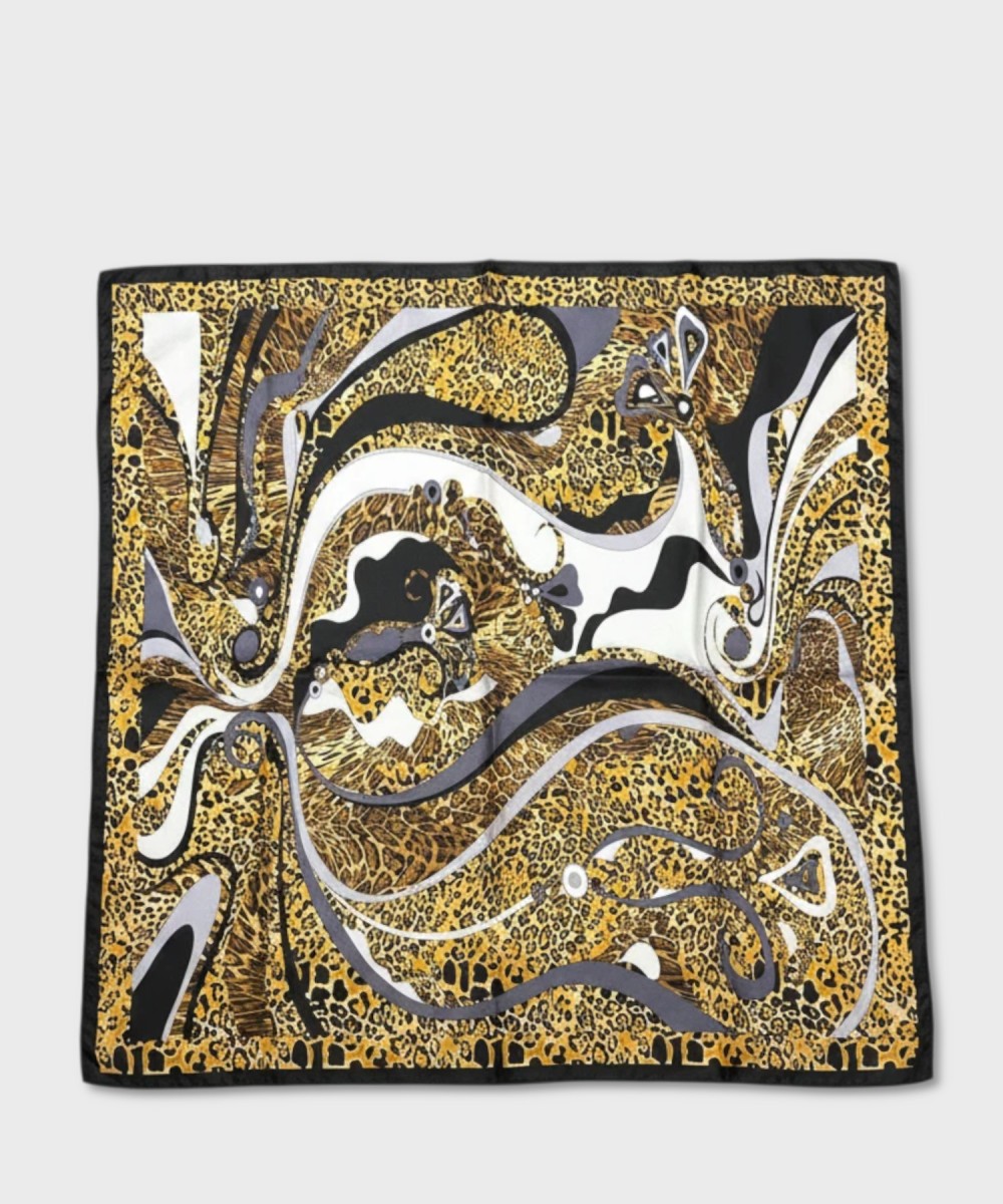 Galise foulard in seta con fantasia maculata nero