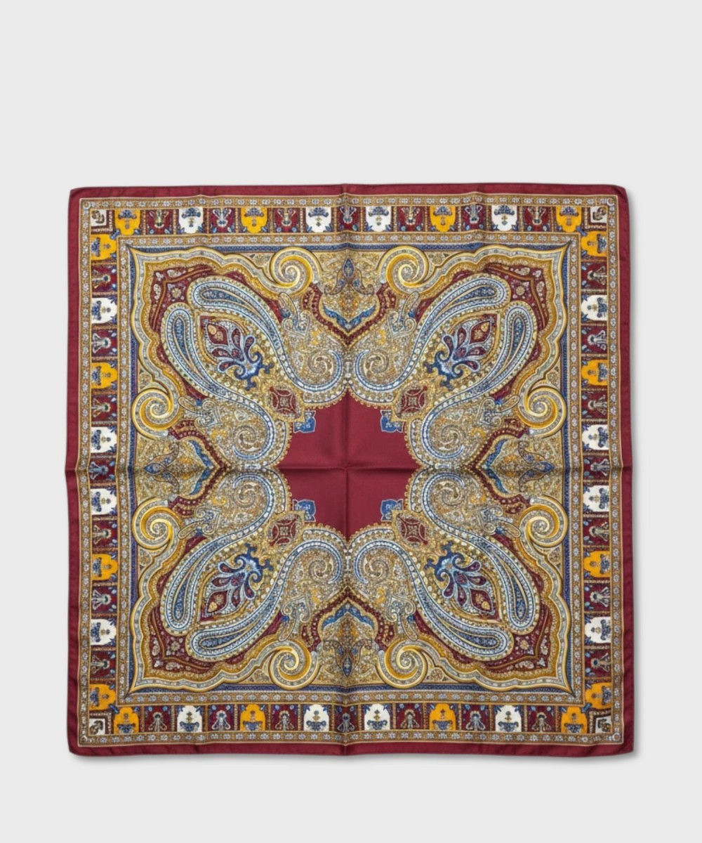 Galise foulard in seta con fantasia paisley bordeaux