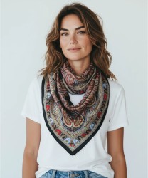 Galise foulard in seta con fantasia paisley nero