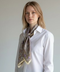 Galise silk scarf with purple paisley pattern
