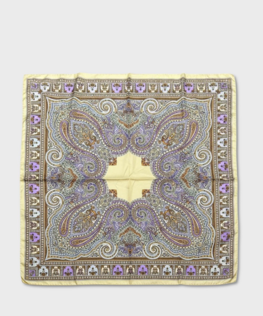 Galise silk scarf with purple paisley pattern