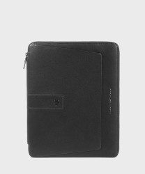 Piquadro Carl porta documenti A4 con zip, martellata nero