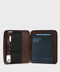 Piquadro Carl porta documenti A4 con zip, martellata nero