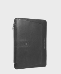Piquadro Carl porta documenti A4 con zip, martellata nero