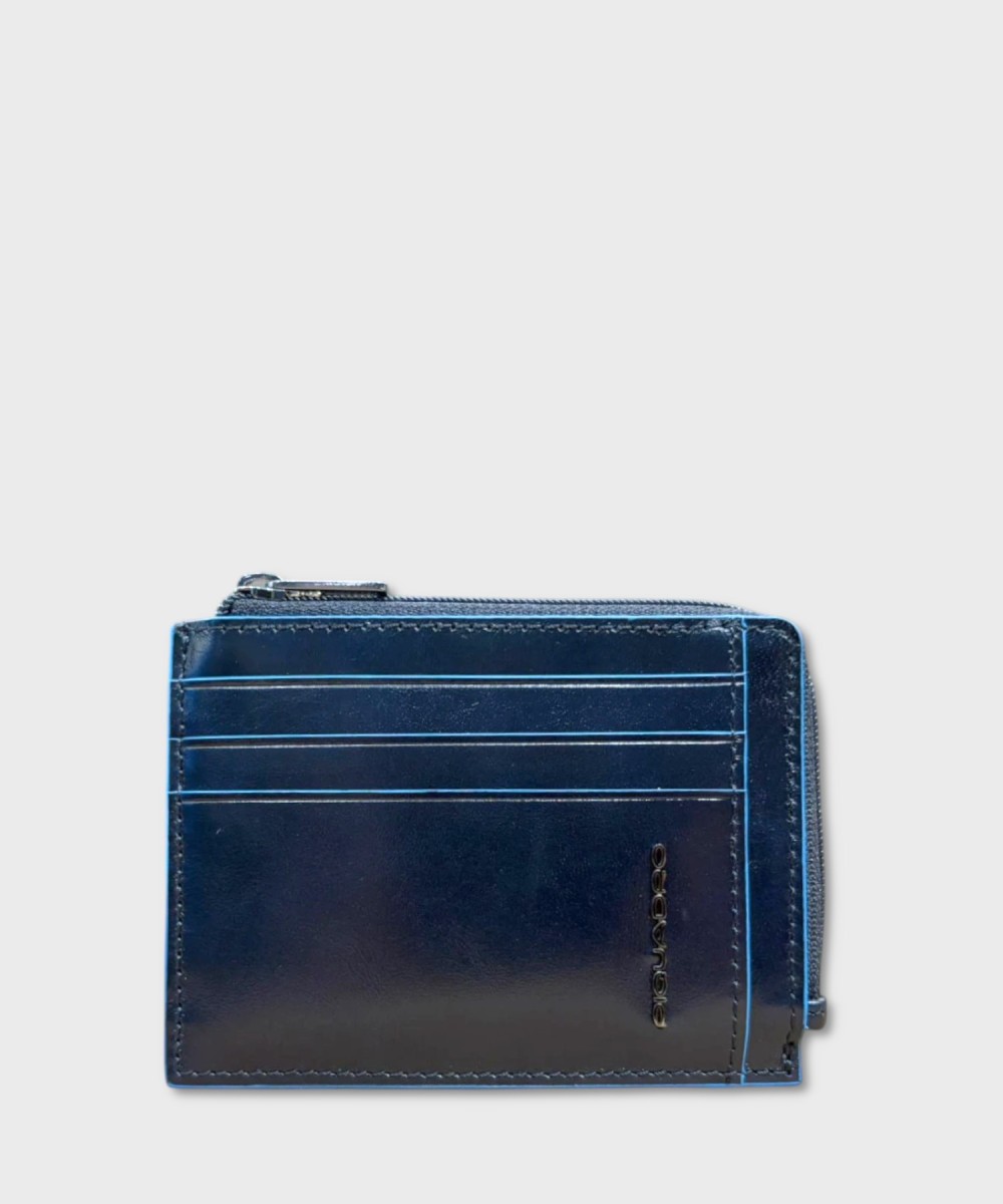 Piquadro Blue Square zip-up pouch with 6 cc...