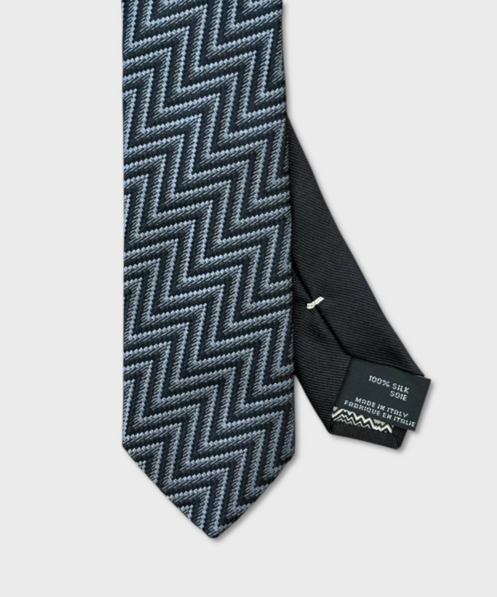 Missoni three-fold zigzag silk tie in black and...