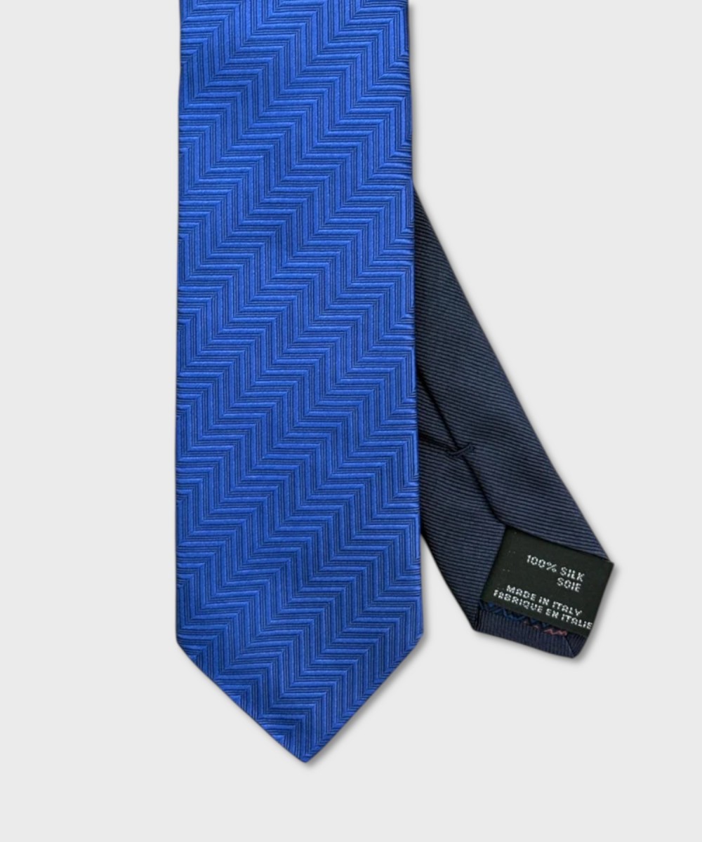 Missoni three-fold silk tie with blue zigzag...