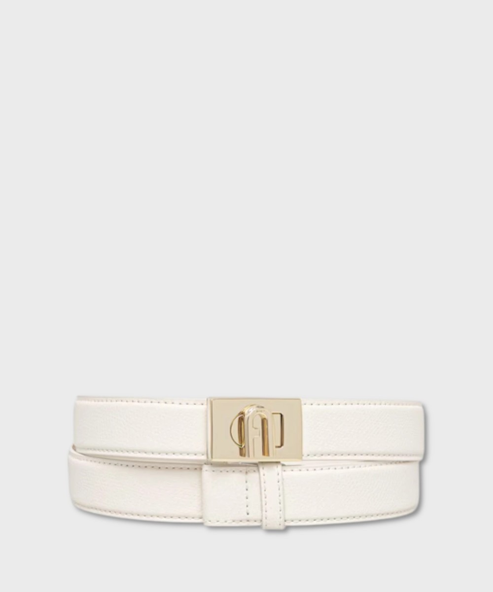 Furla 1927 cintura regolabile in pelle bianco...