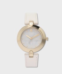 Furla Logo Links 34mm Leather Strap Wristwatch