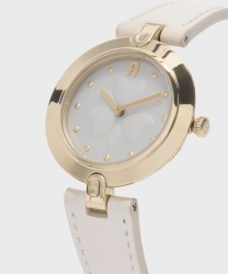 Furla Logo Links 34mm Leather Strap Wristwatch