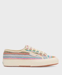 Superga 2750 Raffia classic sneakers, lilac herringbone cotton