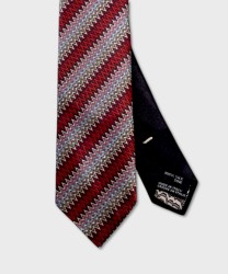 Missoni three-fold silk tie with two-tone zigzag pattern, grey