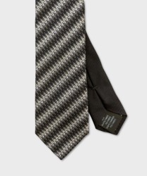 Missoni three-fold silk tie with zigzag pattern, black and silver thread