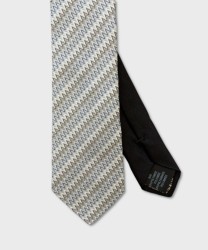 Missoni three-fold zigzag silk tie in white and silver