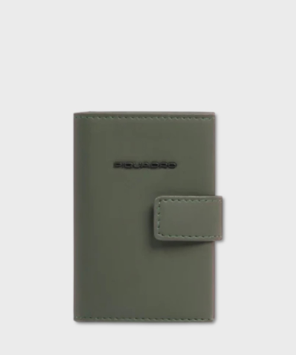 Piquadro Corner C2OW compact wallet 6+2 cc e banconote verde