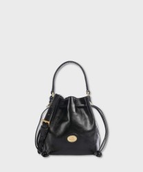 The Bridge Story Black Leather Bucket Shoulder Bag