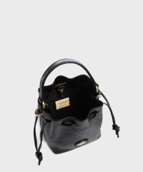 The Bridge Story Black Leather Bucket Shoulder Bag