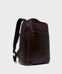 Piquadro Blue Square 2-compartment leather backpack for 14" laptop
