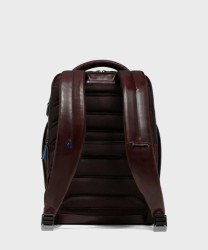 Piquadro Blue Square 2-compartment leather backpack for 14" laptop
