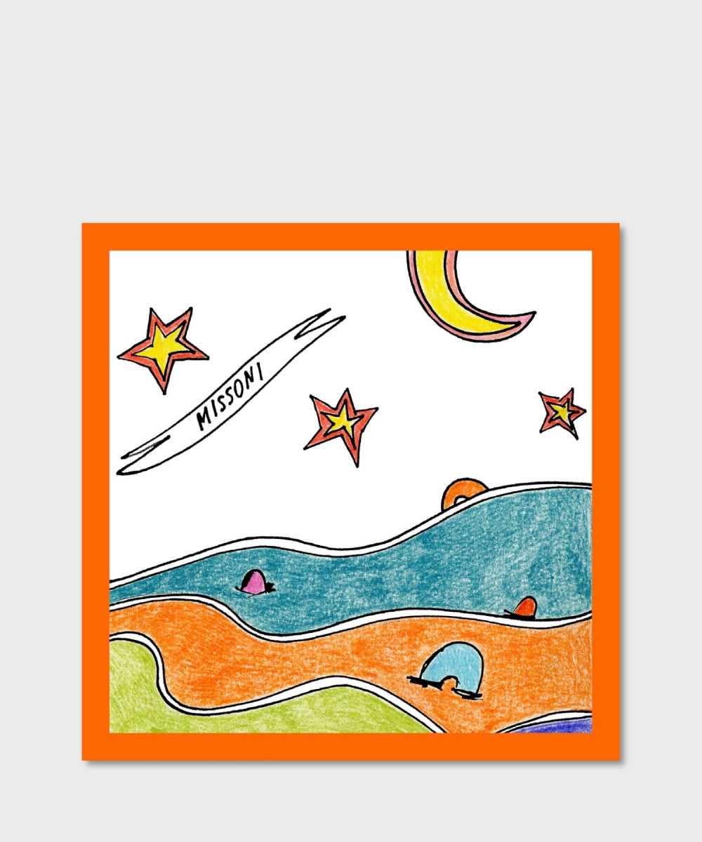 Missoni cotton bandana scarf with orange...