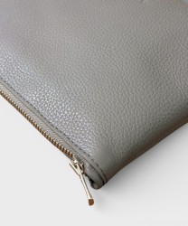 Woolnut Archives gray leather pouch bag