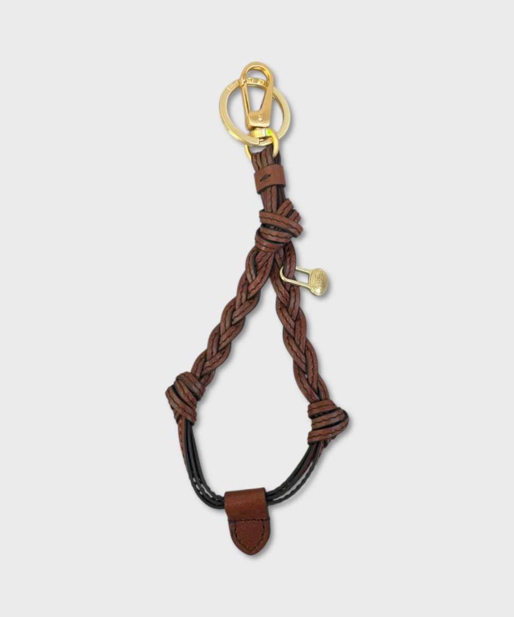 The Bridge Duccio long key ring in brown woven...
