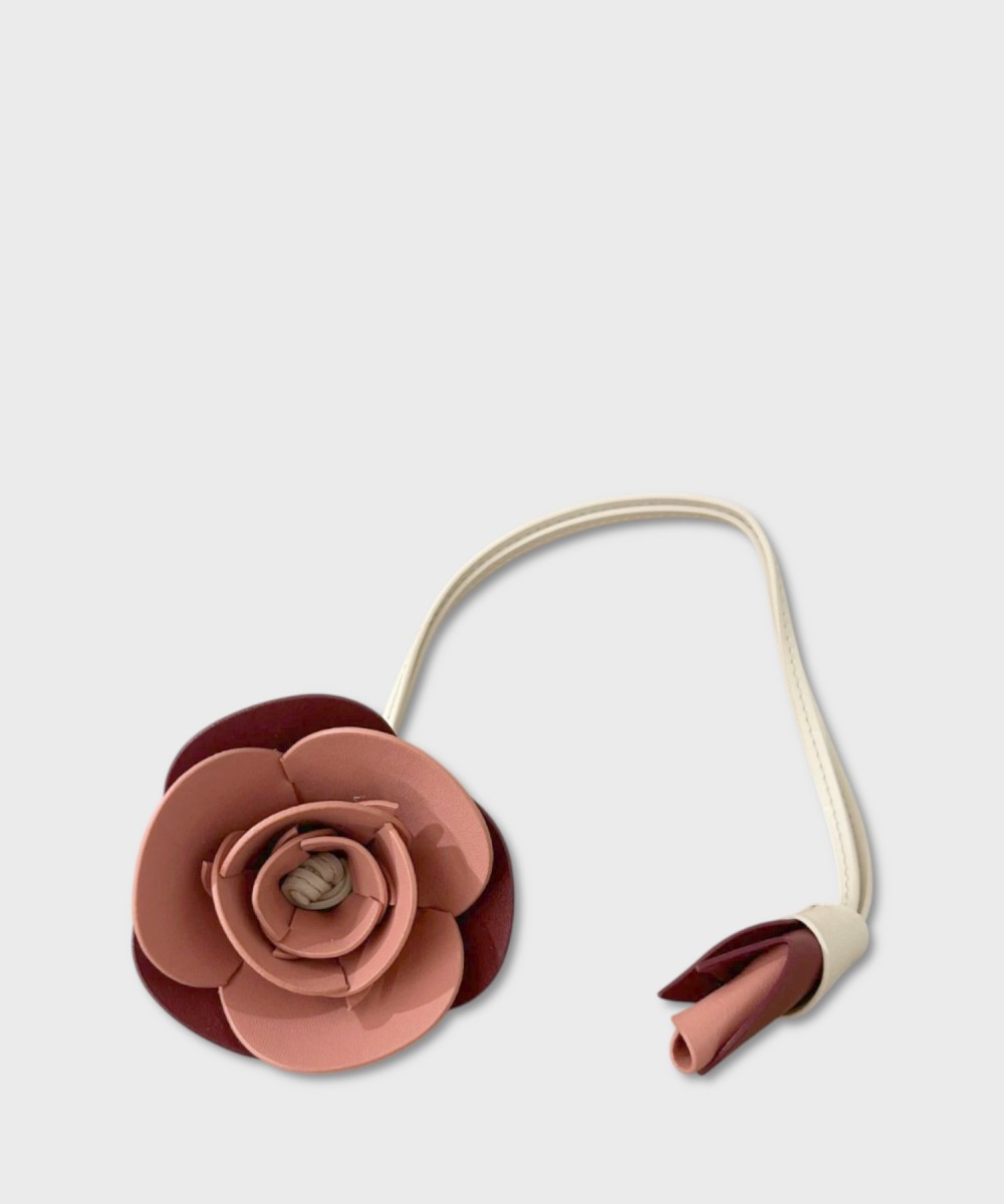 Furla Allegra keychain charm with rose in red...