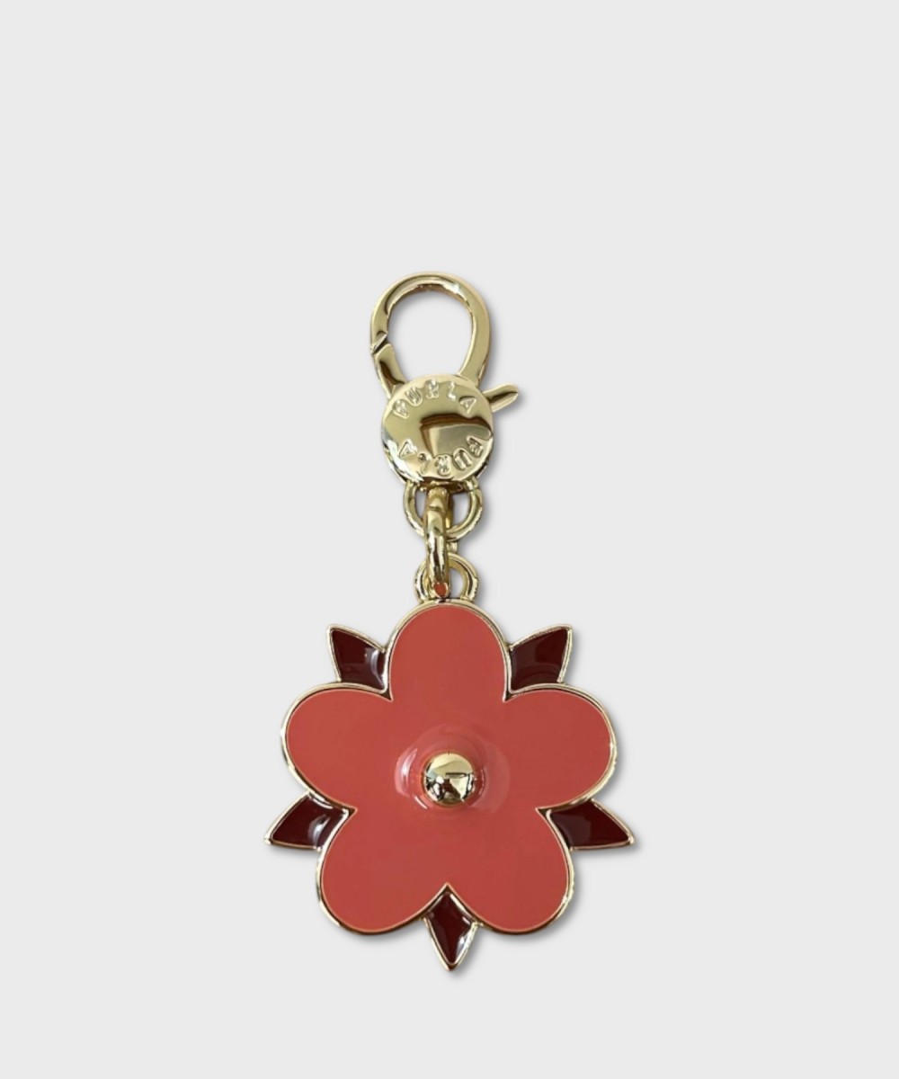 Furla Hashtag Flower charm keychain with pink...
