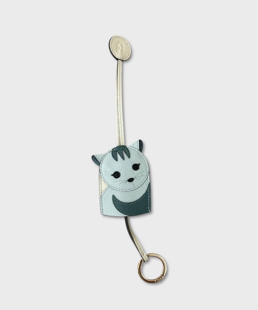 Furla Allegra cat keychain with cat in green...