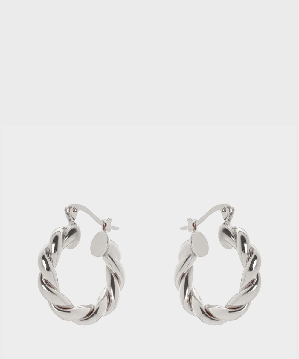 Sodini Domus silver twist hoop earrings