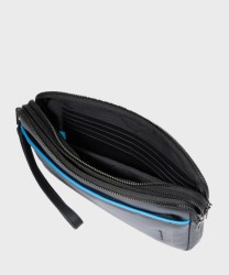 Piquadro Atlas pochette a mano piatta a 2 scomparti in pelle