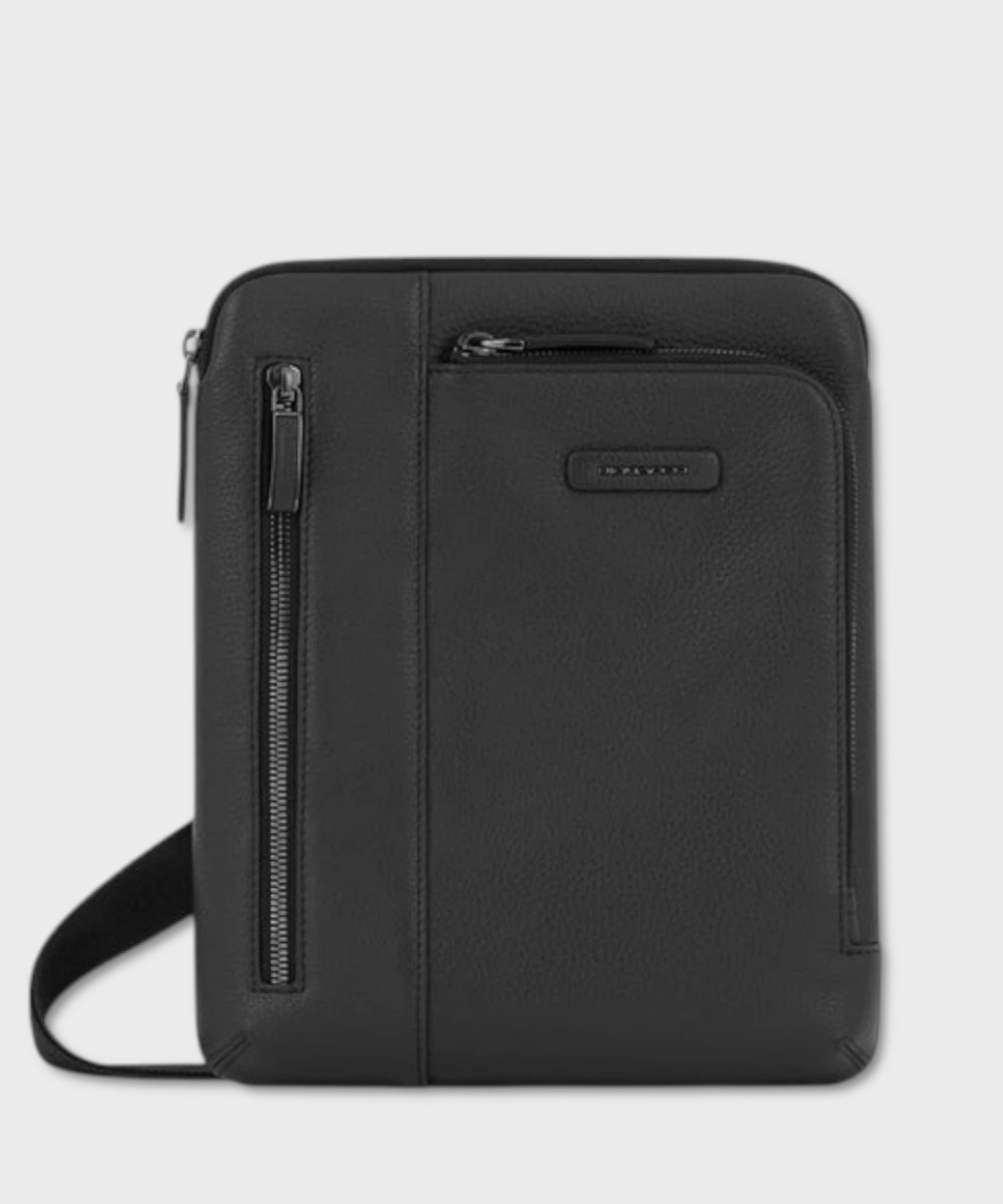 Piquadro Modus Special black leather shoulder bag