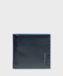 Piquadro Blue Square wallet with 10 cc clip in blue leather