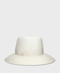 Borsalino Claudette cappello Panama Fine, tesa larga, cinta nera