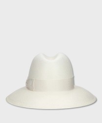 Borsalino Claudette cappello Panama Fine, tesa larga, cinta nera