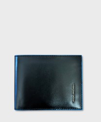 Piquadro Blue Square wallet with coin purse, 8+1 cc, black leather