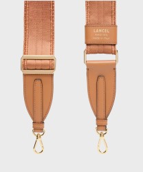Lancel Paris BCBG tracolla regolabile in tessuto camel