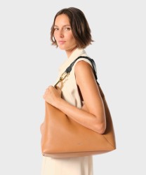 Lancel Paris Pagode borsa a spalla in pelle camel nero