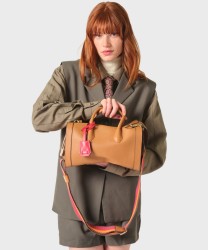 Lancel Paris BCBG borsa bowling a mano e a tracolla in pelle