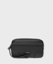 Lancel Paris Charlie pochette a mano con polsiera in pelle nera