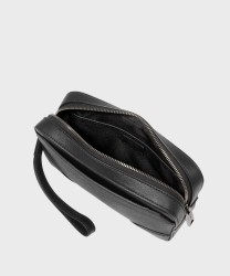 Lancel Paris Charlie pochette a mano con polsiera in pelle nera