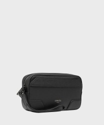 Lancel Paris Charlie pochette a mano con polsiera in pelle nera