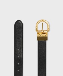 Lancel Paris Monogram Reversible Belt in Black Khaki Leather