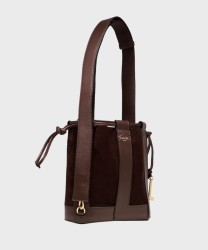 Lancel Paris Elles leather and suede shoulder bucket bag