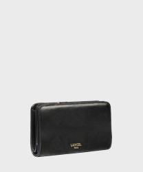Lancel Paris Origami Black Leather Coin Purse Wallet