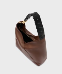Lancel Paris Pagode brown crocodile leather shoulder bag