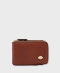 The Bridge Story Zip-Around Brown Leather Credit Card Holder