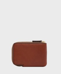 The Bridge Story Zip-Around Brown Leather Credit Card Holder