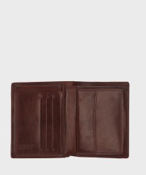 The Bridge Story Vertical Brown Leather Wallet with 8 Card Slots & Coin Pocket